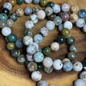 Ocean jasper beaded stretch bracelet ONE NEW reiki meditation crystal healing 8m
